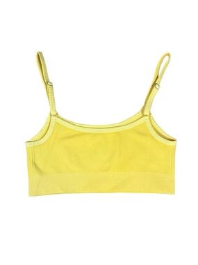 Joja Yellow Ribbed Spaghetti Strap Athletic Crop Top Nylon Spandex NWOT